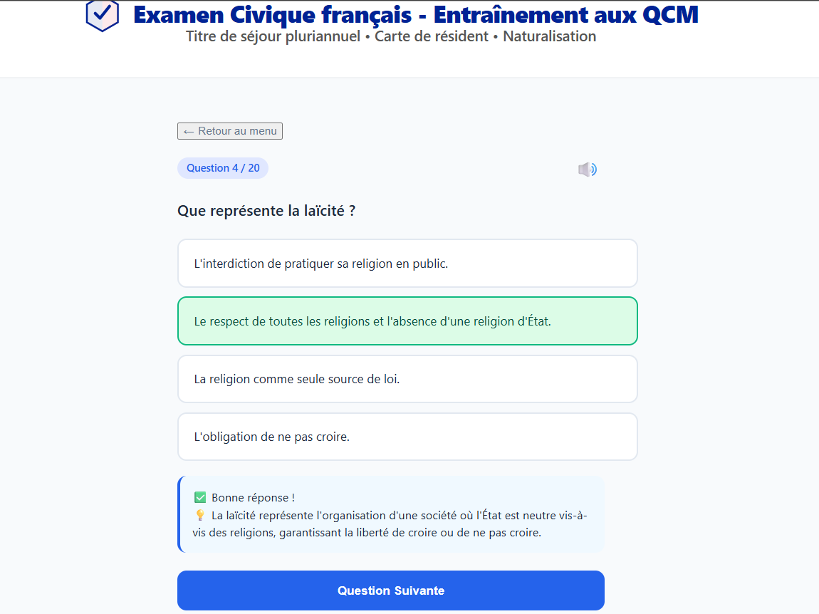 Capture d'écran d'une question de leqcmcivique.fr, à propos de Simone Veil